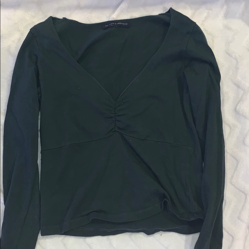 Dark green long sleeve scrunch shirt